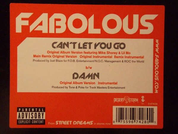 Fabolous - Can't Let You Go / Damn - Used Vinyl Record 12" image 1