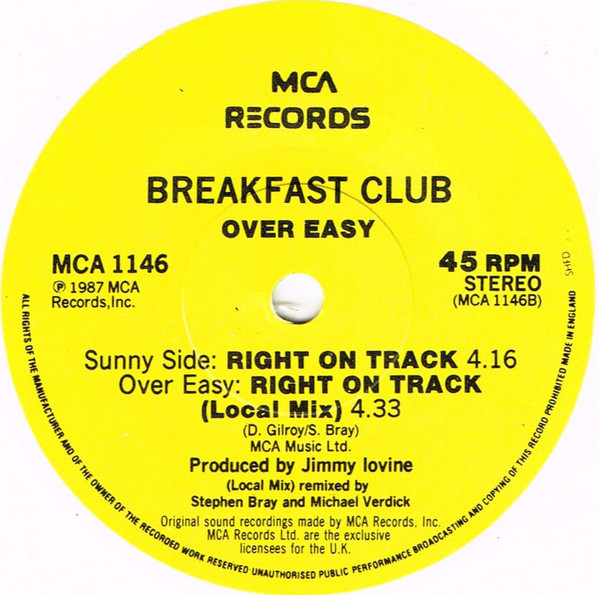 Breakfast Club - Right On Track - Used Vinyl Record 7" image 1