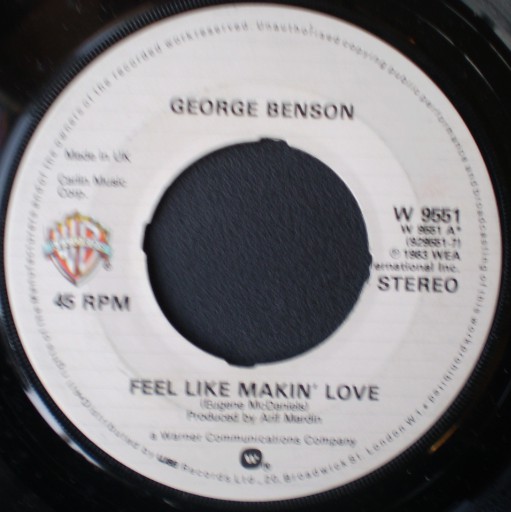 George Benson - Feel Like Making Love - Used Vinyl Record 7" image 1