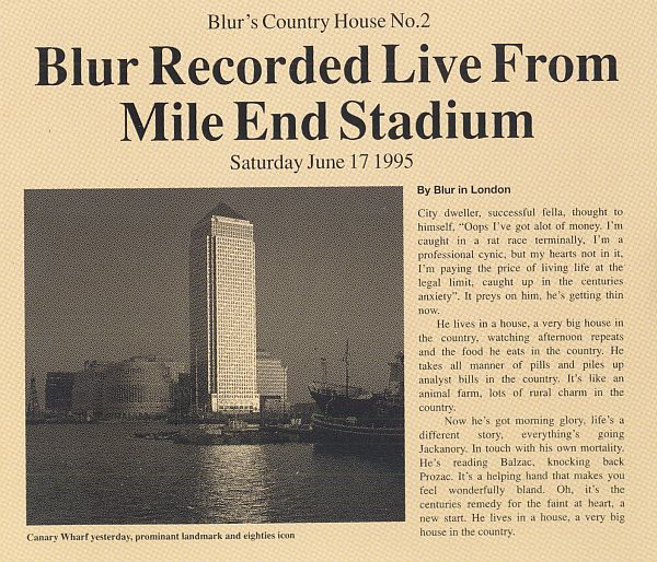 Blur - 's Country House No. 2 ( Recorded Live From Mile End Stadium, image 1