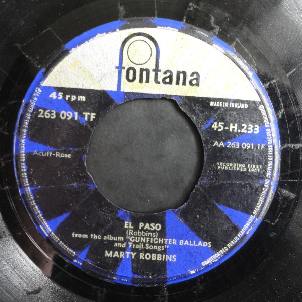 Marty Robbins - El Paso / Running Gun - Used Vinyl Record 7" image 1