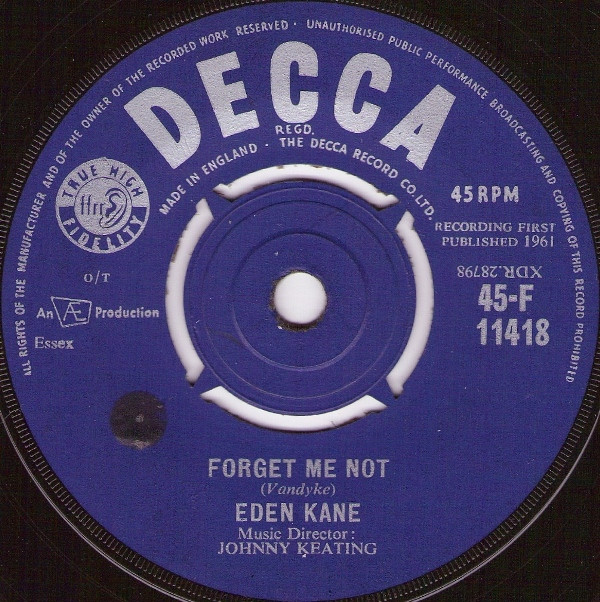 Eden Kane - Forget Me Not - Used Vinyl Record 7" image 1