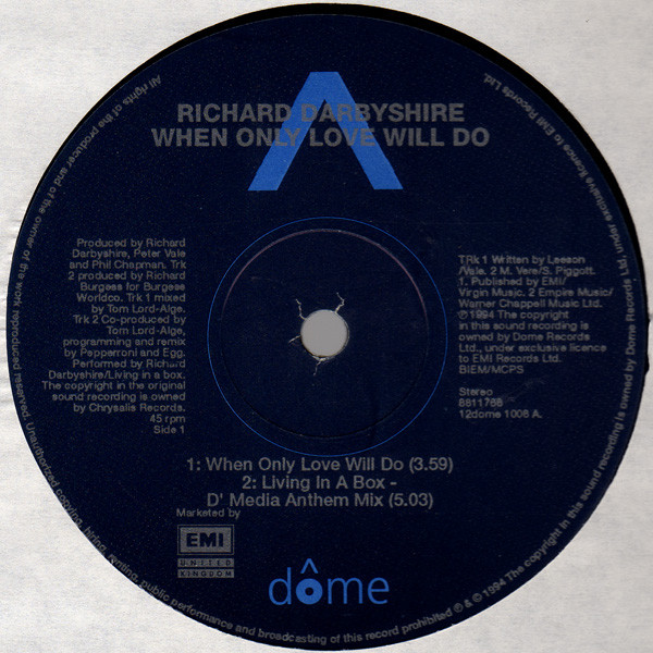 Richard Darbyshire - When Only Love Will Do / Living In A Box - Used image 1