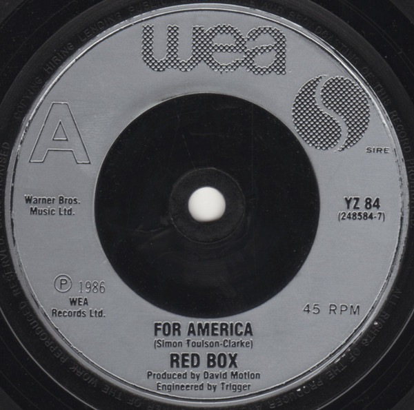 Red Box - For America - Used Vinyl Record 7" image 1