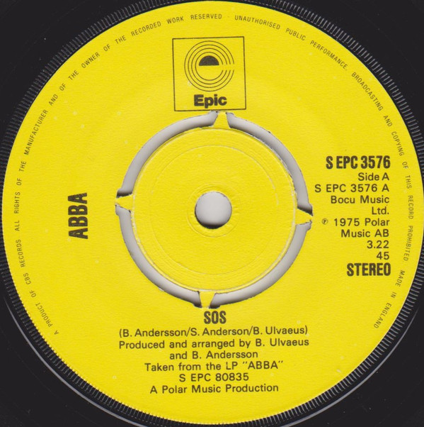 ABBA - SOS - Used Vinyl Record 7" image 1