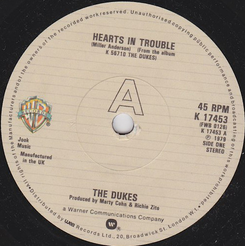Dukes - Hearts In Trouble - Used Vinyl Record 7" image 1