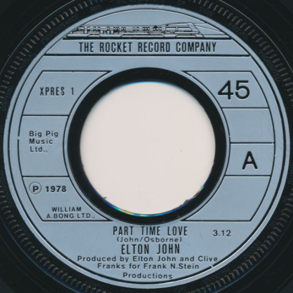 Elton John - Part Time Love - Used Vinyl Record 7" image 1