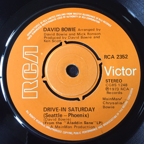 David Bowie - Drive-In Saturday - Used Vinyl Record 7" image 1