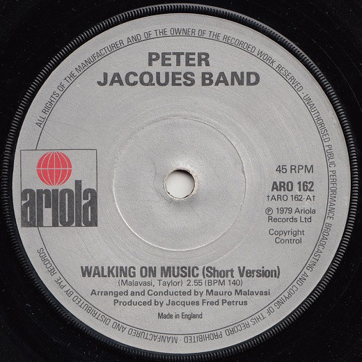 Peter Jacques Band - Walking On Music - Used Vinyl Record 7" image 1