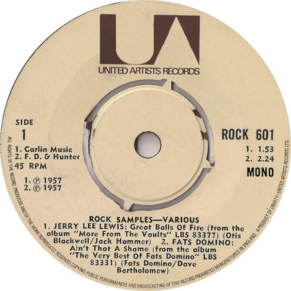 Various - Rock Samples - Used Vinyl Record 7" image 1
