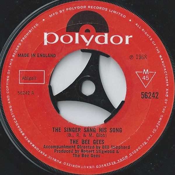 Bee Gees - Singer Sang His Song - Used Vinyl Record 7" image 1