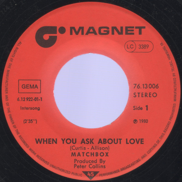 Matchbox - When You Ask About Love - Used Vinyl Record 7" image 1