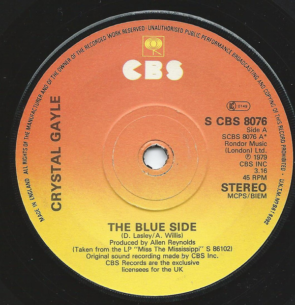 Crystal Gayle - Blue Side - Used Vinyl Record 7" image 1