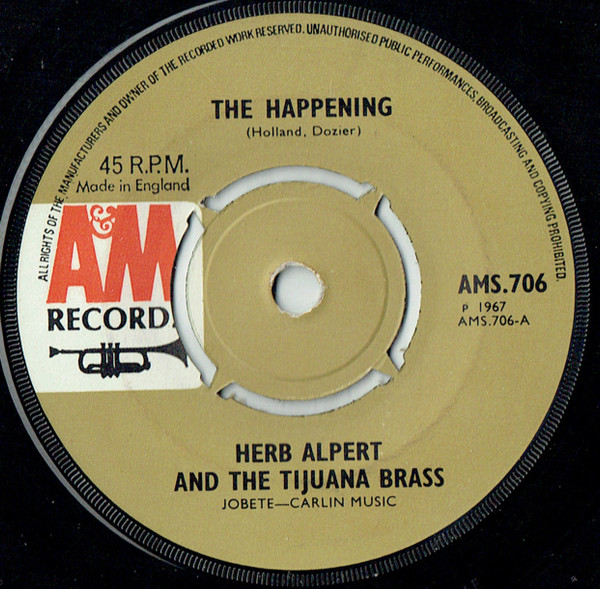 Herb Alpert & The Ti - Happening / Town Without Pity - Used Vinyl Rec image 1