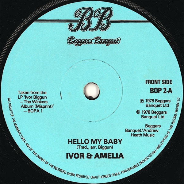 Ivor Biggun & The Re - Hello My Baby - Used Vinyl Record 7" image 1