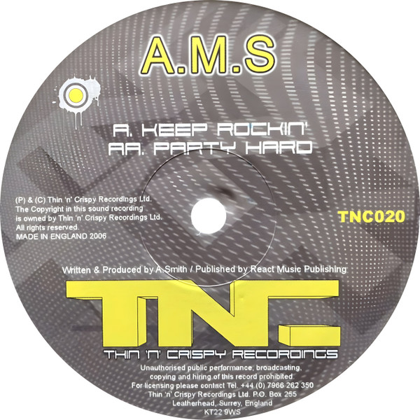AMS - Keep Rockin' / Party Hard - Vinyl Record 12" image 1