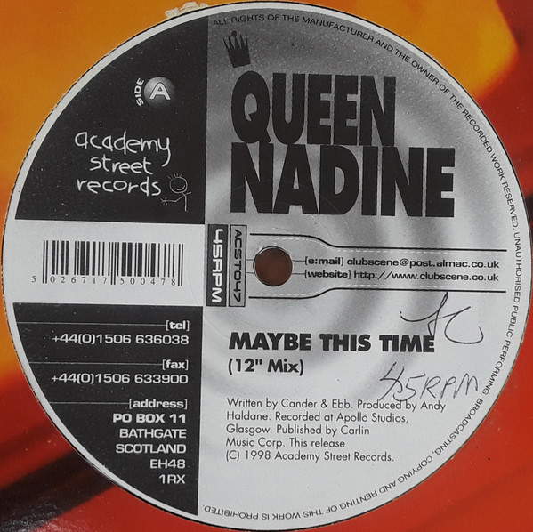Queen Nadine - Maybe This Time - Used Vinyl Record 12" image 1