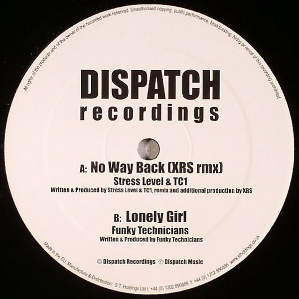 Stress Level & TC1 - No Way Back (XRS Remix) / Lonely Girl - Vinyl Re image 1