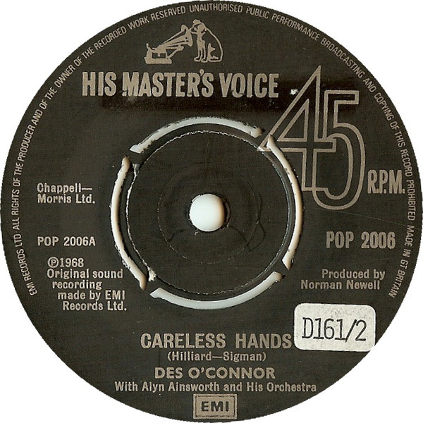 Des O'Connor - Careless Hands - Used Vinyl Record 7" image 1