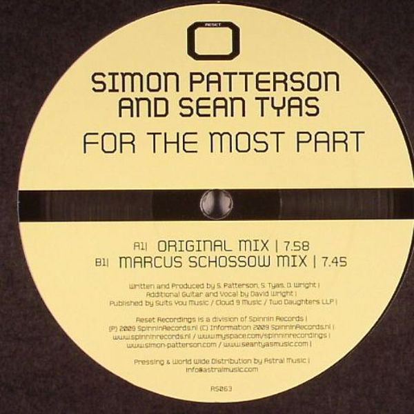 Sean Tyas - For The Most Part - Vinyl Record 12" image 1