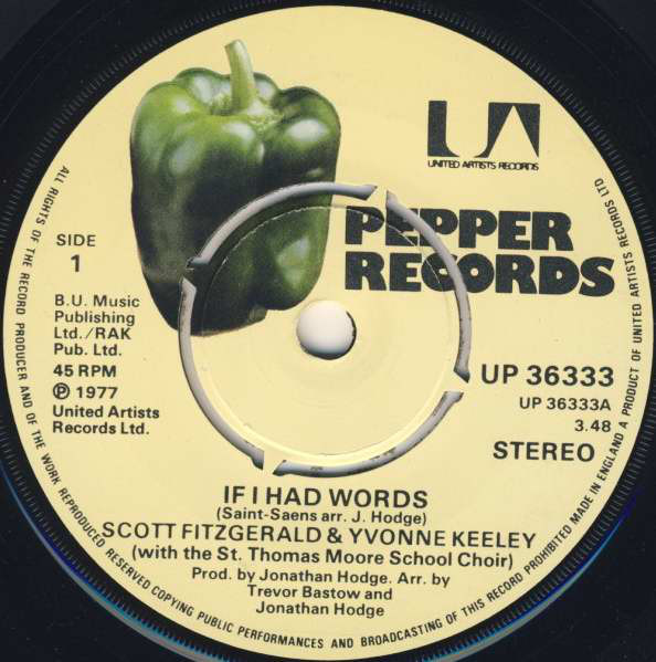 Scott Fitzgerald - If I Had Words - Used Vinyl Record 7" image 1