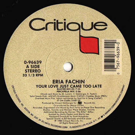 Eria Fachin - Your Love Just Came Too Late - Used Vinyl Record 12" image 1
