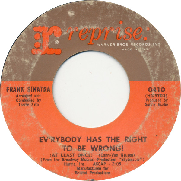 Frank Sinatra - Everybody Has The Right To Be Wrong! - Used Vinyl Rec image 1