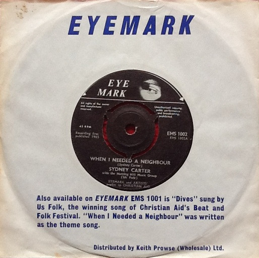 Sydney Carter - When I Needed A Neighbour / Judas And Mary - Used Vin image 1