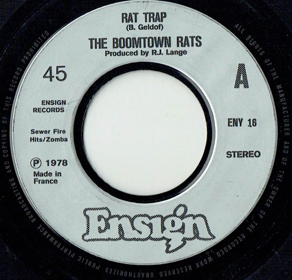 Boomtown Rats - Rat Trap - Used Vinyl Record 7" image 1