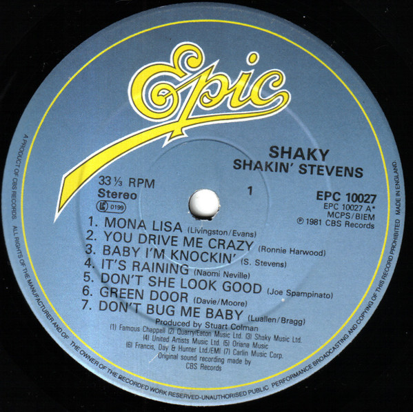 Shakin' Stevens - Shaky - Used Vinyl Record image 1