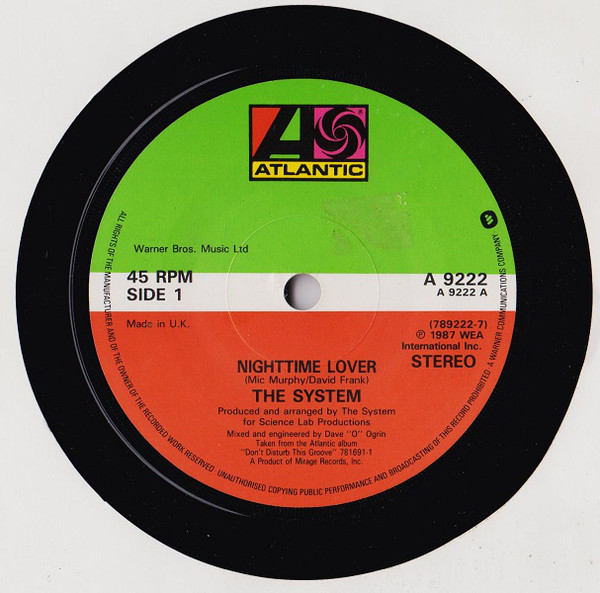 System - Nighttime Lover - Used Vinyl Record 7" image 1