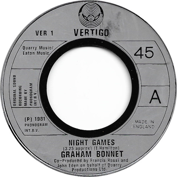 Graham Bonnet - Night Games - Used Vinyl Record 7" image 1