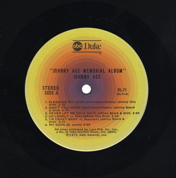 Johnny Ace - Memorial Album - Used Vinyl Record image 1