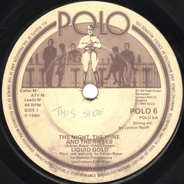 Liquid Gold - Night, The Wine And The Roses - Used Vinyl Record 7" image 1