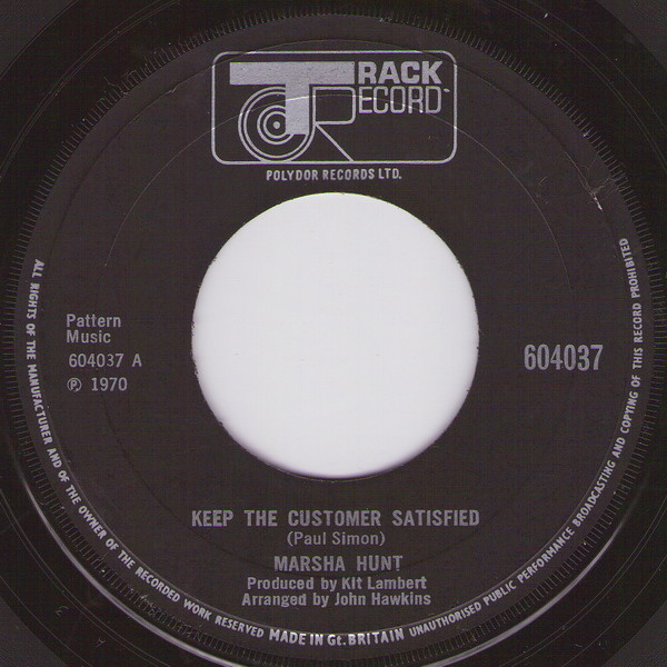 Marsha Hunt - Keep The Customer Satisfied - Used Vinyl Record 7" image 1