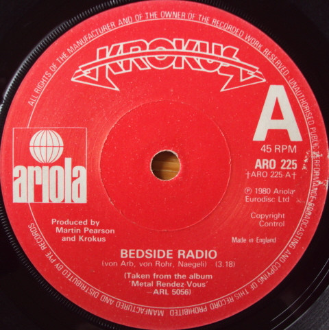Krokus - Bedside Radio - Used Vinyl Record 7" image 1