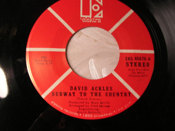 David Ackles - Subway To The Country - Used Vinyl Record 7" image 1