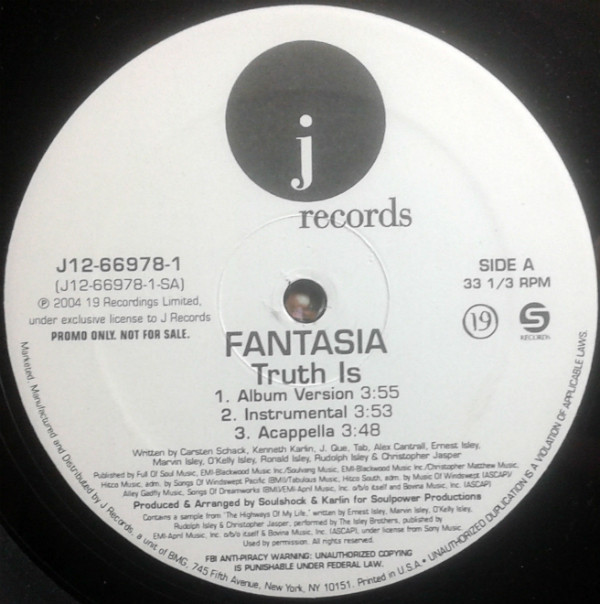 Fantasia - Truth Is / It's All Good - Used Vinyl Record 12" image 1