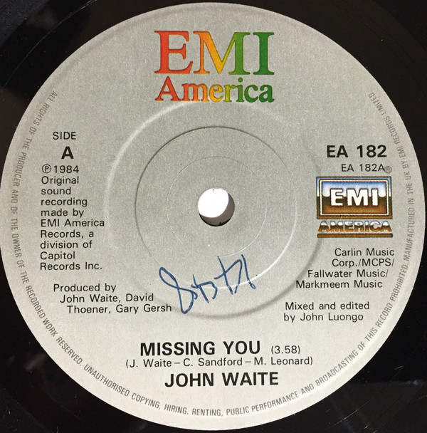 John Waite - Missing You - Used Vinyl Record 7" image 1