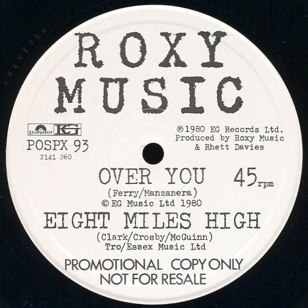Roxy Music - Over You / Eight Miles High - Used Vinyl Record 12 image 1