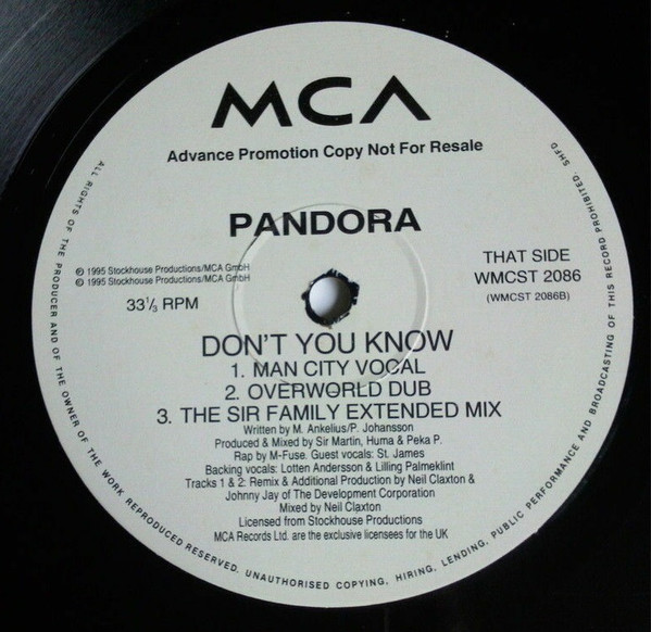 Pandora - Don't You Know - Used Vinyl Record 12" image 1