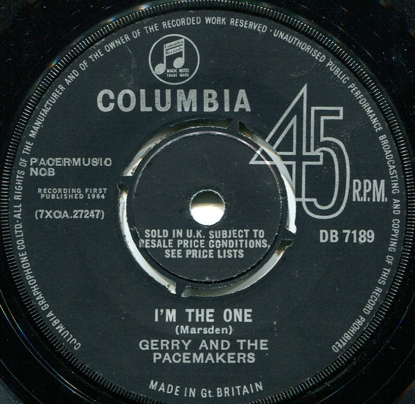 Gerry & The Pacemake - I'm The One - Used Vinyl Record 7" image 1