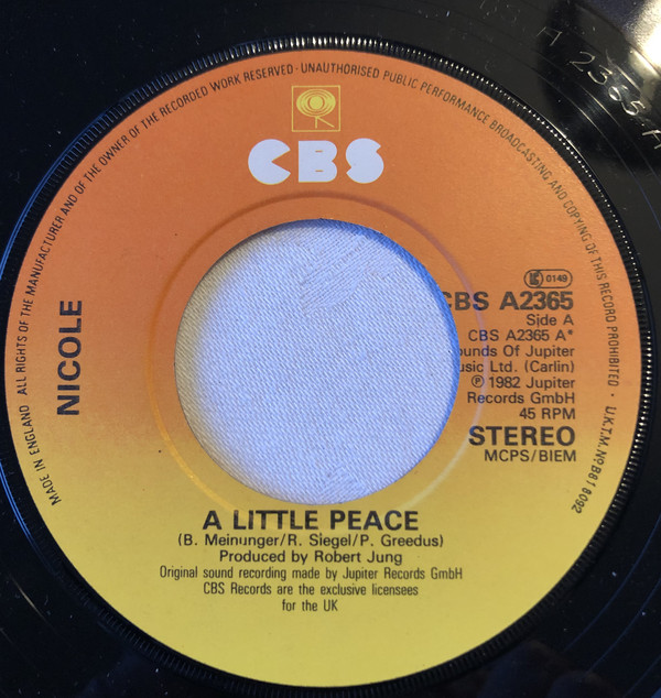Nicole - A Little Peace - Used Vinyl Record 7" image 1