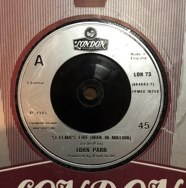 John Parr - St Elmo's Fire (Man In Motion) - Used Vinyl Record 7" image 1
