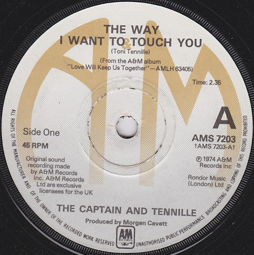 Captain And Tennille - Way I Want To Touch You - Used Vinyl Record 7" image 1