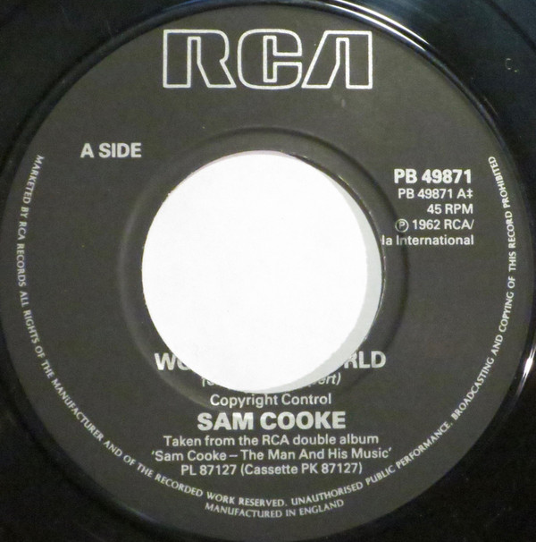 Sam Cooke - Wonderful World - Used Vinyl Record 7" image 1