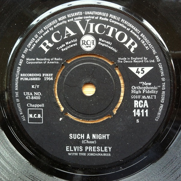 Elvis Presley - Such A Night / Never Ending - Used Vinyl Record 7" image 1