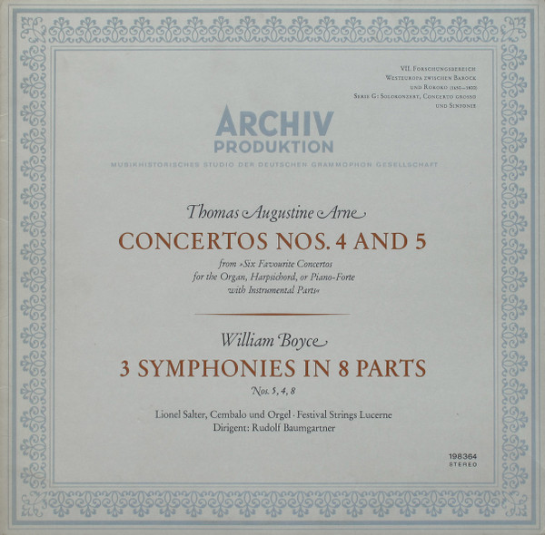Thomas Arne - Concertos Nos. 4 And 5 / 3 Symphonies In 8 Parts - Used image 1