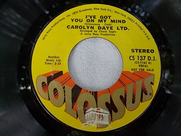 Carolyn Daye - I've Got You On My Mind - Used Vinyl Record 7" image 1