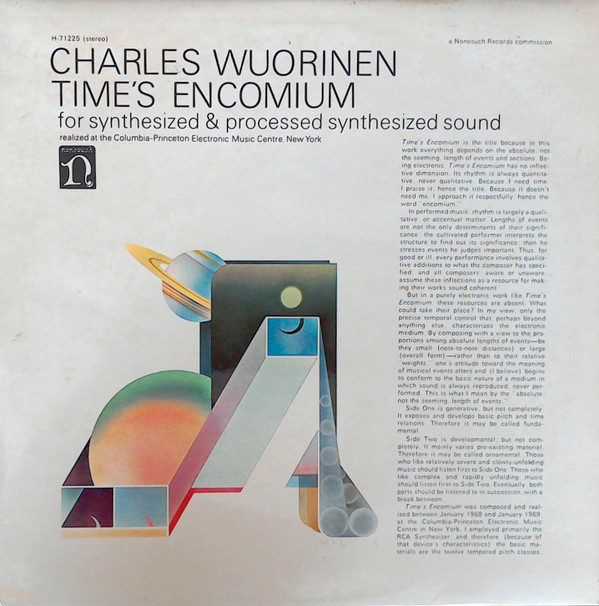Charles Wuorinen - Time's Encomium (For Synthesized & Processed Synthes image 1